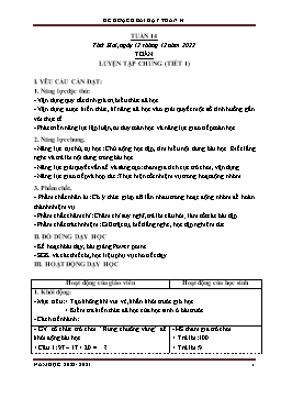 Kế hoạch bài dạy Khối 3 - Tuần 14 - Năm học 2021-2022 - Nguyễn Thị Ánh Tuyết