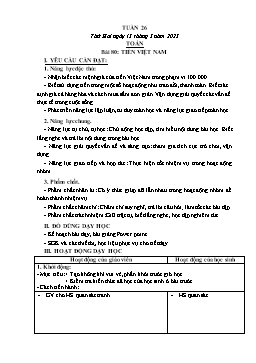 Kế hoạch bài dạy Khối 3 - Tuần 26 - Năm học 2021-2022 - Nguyễn Thị Ái Như