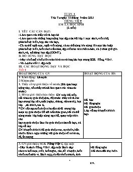 Kế hoạch bài dạy Lớp 1 - Tuần 1 - Năm học 2021-2022 - Lê Thị Ngọc Thúy