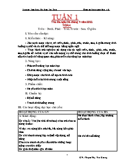 Kế hoạch bài dạy Lớp 1 - Tuần 1 - Năm học 2022-2023 - Phạm Thị Trà Giang