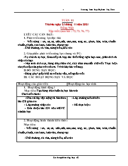 Kế hoạch bài dạy Lớp 1 - Tuần 11 - Năm học 2021-2022 - Lê Thị Hải Lý