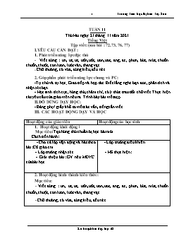 Kế hoạch bài dạy Lớp 1 - Tuần 11 - Năm học 2021-2022 - Lê Thị Ngọc Thúy