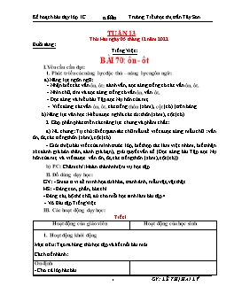 Kế hoạch bài dạy Lớp 1 - Tuần 13 - Năm học 2021-2022 - Lê Thị Hải Lý
