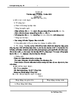 Kế hoạch bài dạy Lớp 1 - Tuần 17 - Năm học 2021-2022 - Lê Thị Ngọc Thúy