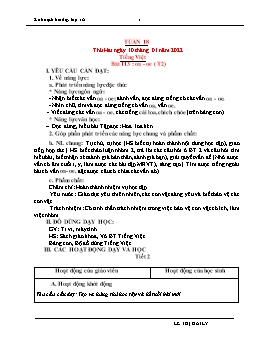 Kế hoạch bài dạy Lớp 1 - Tuần 18 - Năm học 2021-2022 - Lê Thị Hải Lý