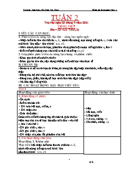 Kế hoạch bài dạy Lớp 1 - Tuần 2 - Năm học 2021-2022 - Phạm Thị Trà Giang