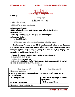 Kế hoạch bài dạy Lớp 1 - Tuần 20 - Năm học 2021-2022 - Phạm Thị Trà Giang