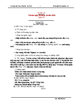 Kế hoạch bài dạy Lớp 1 - Tuần 21 - Năm học 2021-2022 - Lê Thị Hải Lý