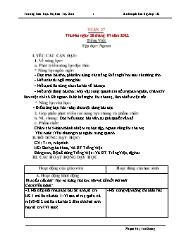 Kế hoạch bài dạy Lớp 1 - Tuần 27 - Năm học 2021-2022 - Phạm Thị Trà Giang