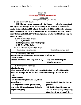 Kế hoạch bài dạy Lớp 1 - Tuần 32 - Năm học 2021-2022 - Lê Thị Ngọc Thúy