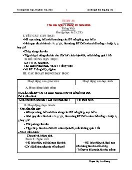 Kế hoạch bài dạy Lớp 1 - Tuần 33 - Năm học 2021-2022 - Phạm Thị Trà Giang