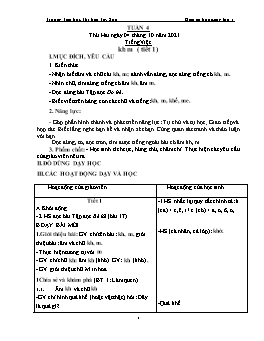 Kế hoạch bài dạy Lớp 1 - Tuần 4 - Năm học 2021-2022 - Lê Thị Ngọc Thúy
