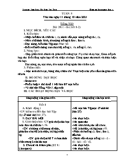 Kế hoạch bài dạy Lớp 1 - Tuần 5 - Năm học 2021-2022 - Lê Thị Ngọc Thúy