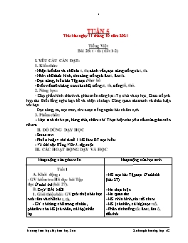 Kế hoạch bài dạy Lớp 1 - Tuần 5 - Năm học 2021-2022 - Phạm Thị Trà Giang