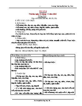 Kế hoạch bài dạy Lớp 1 - Tuần 8 - Năm học 2021-2022 - Phạm Thị Trà Giang