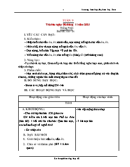 Kế hoạch bài dạy Lớp 1 - Tuần 9 - Năm học 2021-2022 - Lê Thị Hải Lý