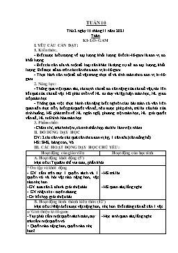 Kế hoạch bài dạy Lớp 2 - Tuần 10 - Năm học 2021-2022 - Văn Thị Hồng Châu