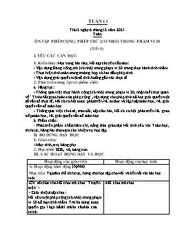 Kế hoạch bài dạy Lớp 2 - Tuần 13 - Năm học 2021-2022 - Văn Thị Hồng Châu