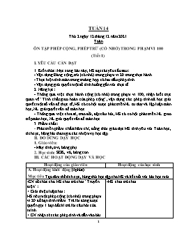 Kế hoạch bài dạy Lớp 2 - Tuần 14 - Năm học 2021-2022 - Nguyễn Thị Anh