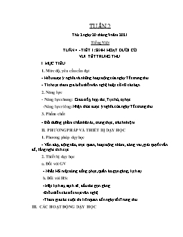 Kế hoạch bài dạy Lớp 2 - Tuần 2 - Năm học 2021-2022 - Văn Thị Hồng Châu