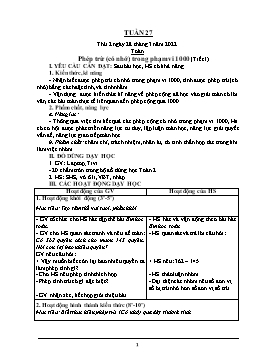 Kế hoạch bài dạy Lớp 2 - Tuần 27 - Năm học 2021-2022 - Văn Thị Hồng Châu