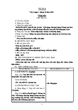 Kế hoạch bài dạy Lớp 2 - Tuần 4 - Năm học 2021-2022 - Văn Thị Hồng Châu