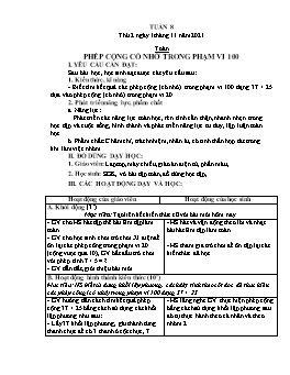 Kế hoạch bài dạy Lớp 2 - Tuần 8 - Năm học 2021-2022 - Văn Thị Hồng Châu