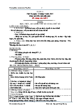 Kế hoạch bài dạy Lớp 3 - Tuần 1 - Năm học 2021-2022 - Nguyễn Thị Hồng Nhung