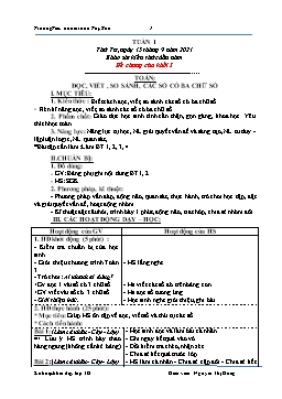 Kế hoạch bài dạy Lớp 3 - Tuần 1 - Năm học 2021-2022 - Nguyễn Thị Hồng