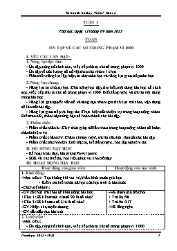 Kế hoạch bài dạy Lớp 3 - Tuần 1 - Năm học 2022-2023 - Nguyễn Thị Ánh Tuyết