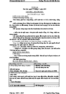 Kế hoạch bài dạy Lớp 3 - Tuần 10 - Năm học 2021-2022 - Nguyễn Thị Hồng Nhung