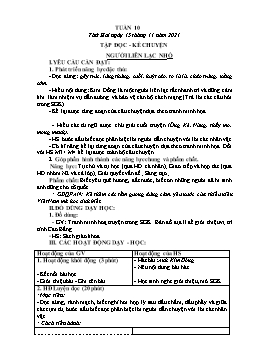 Kế hoạch bài dạy Lớp 3 - Tuần 10 - Năm học 2021-2022 - Nguyễn Thị Ái Như