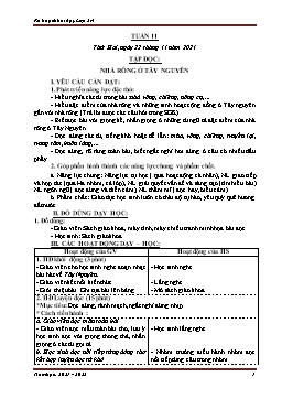 Kế hoạch bài dạy Lớp 3 - Tuần 11 - Năm học 2021-2022 - Nguyễn Thị Ánh Tuyết