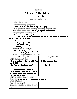Kế hoạch bài dạy Lớp 3 - Tuần 14 - Năm học 2021-2022 - Nguyễn Thị Hồng Nhung