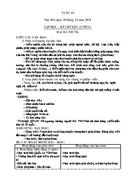 Kế hoạch bài dạy Lớp 3 - Tuần 15 - Năm học 2021-2022 - Nguyễn Thị Ái Như