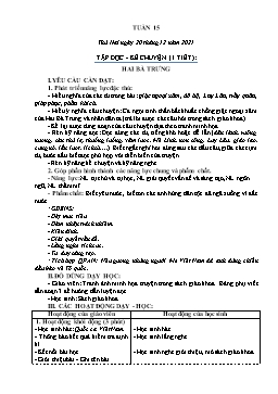 Kế hoạch bài dạy Lớp 3 - Tuần 15 - Năm học 2021-2022 - Nguyễn Thị Hồng