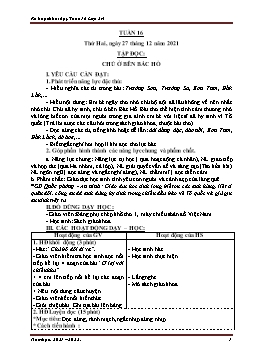 Kế hoạch bài dạy Lớp 3 - Tuần 16 - Năm học 2021-2022 - Nguyễn Thị Ánh Tuyết