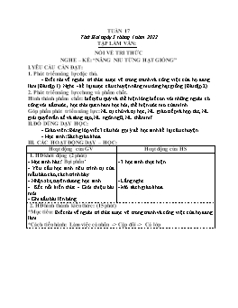 Kế hoạch bài dạy Lớp 3 - Tuần 17 - Năm học 2021-2022 - Nguyễn Thị Ái Như