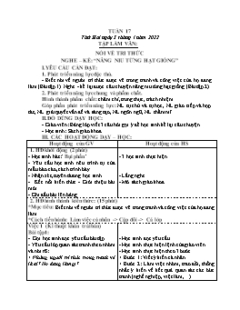 Kế hoạch bài dạy Lớp 3 - Tuần 17 - Năm học 2021-2022 - Nguyễn Thị Hồng