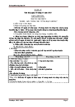 Kế hoạch bài dạy Lớp 3 - Tuần 17 - Năm học 2021-2022 - Nguyễn Thị Ánh Tuyết