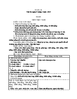 Kế hoạch bài dạy Lớp 3 - Tuần 21 - Năm học 2021-2022 - Nguyễn Thị Hồng
