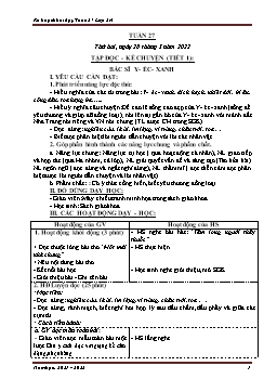 Kế hoạch bài dạy Lớp 3 - Tuần 27 - Năm học 2021-2022 - Nguyễn Thị Ánh Tuyết
