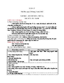 Kế hoạch bài dạy Lớp 3 - Tuần 27 - Năm học 2021-2022 - Nguyễn Thị Hồng Nhung