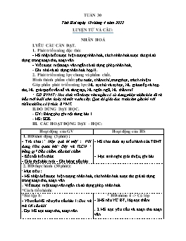 Kế hoạch bài dạy Lớp 3 - Tuần 30 - Năm học 2021-2022 - Nguyễn Thị Ái Như