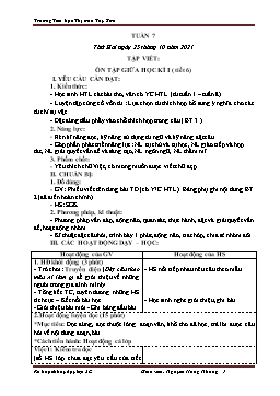 Kế hoạch bài dạy Lớp 3 - Tuần 7 - Năm học 2021-2022 - Nguyễn Thị Hồng Nhung