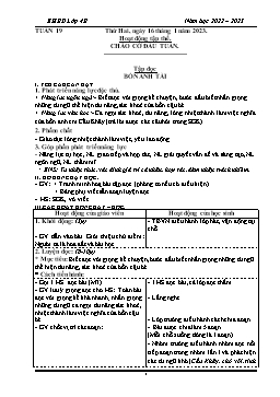 Kế hoạch bài dạy Lớp 4 (CV2345) - Tuần 19 - Năm học 2022-2023 - Phan Thị Hồng Vân