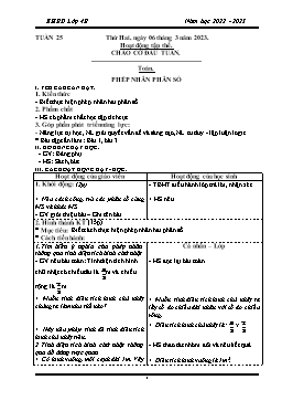 Kế hoạch bài dạy Lớp 4 (CV2345) - Tuần 25 - Năm học 2022-2023 - Phan Thị Hồng Vân