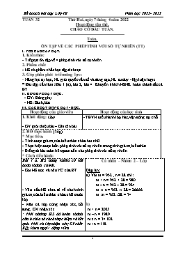 Kế hoạch bài dạy Lớp 4 (CV2345) - Tuần 32 - Năm học 2022-2023 - Phan Thị Hồng Vân