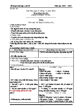 Kế hoạch bài dạy Lớp 4 (CV2345) - Tuần 34 - Năm học 2022-2023 - Phan Thị Hồng Vân