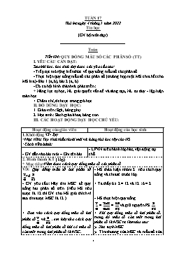 Kế hoạch bài dạy Lớp 4 Soạn theo cv2345 - Tuần 17 - Năm học 2021-2022